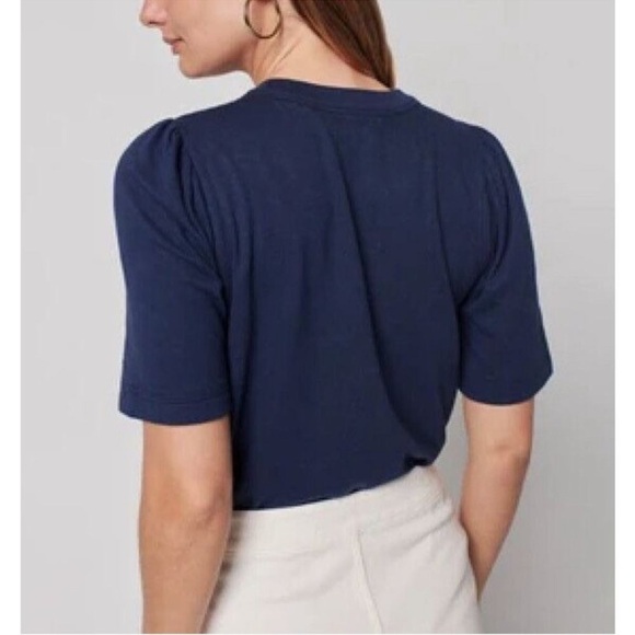 Faherty Cloud Puff Sleeve Tee Shirt Navy Blue XS NWT - Picture 3 of 16